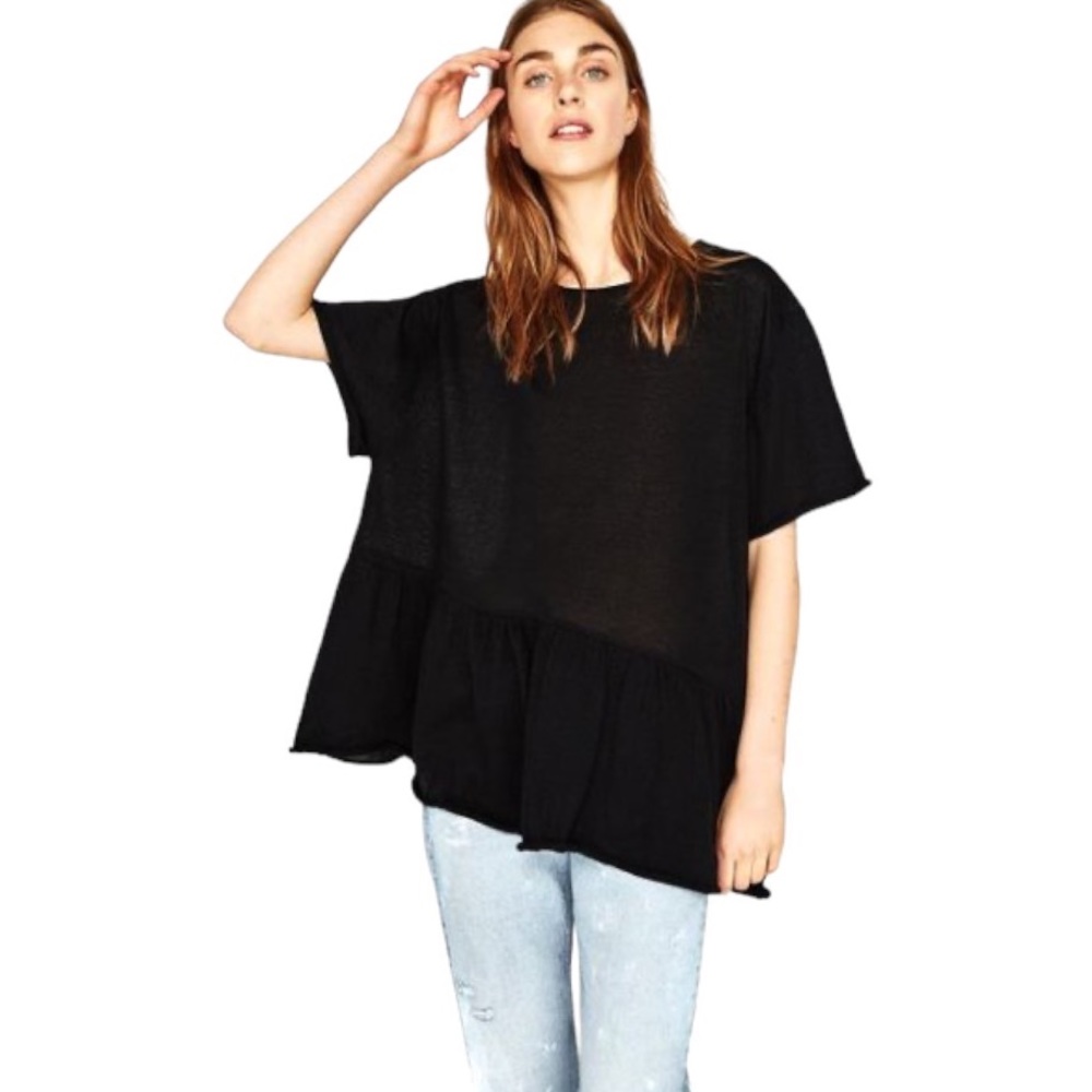 ZARA Knit asymmetrical short sleeves sweater